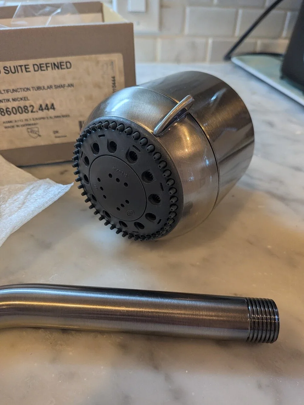 NIB Jado Multifunction Showerhead & Shower Arm/Flange- Antique Nickel